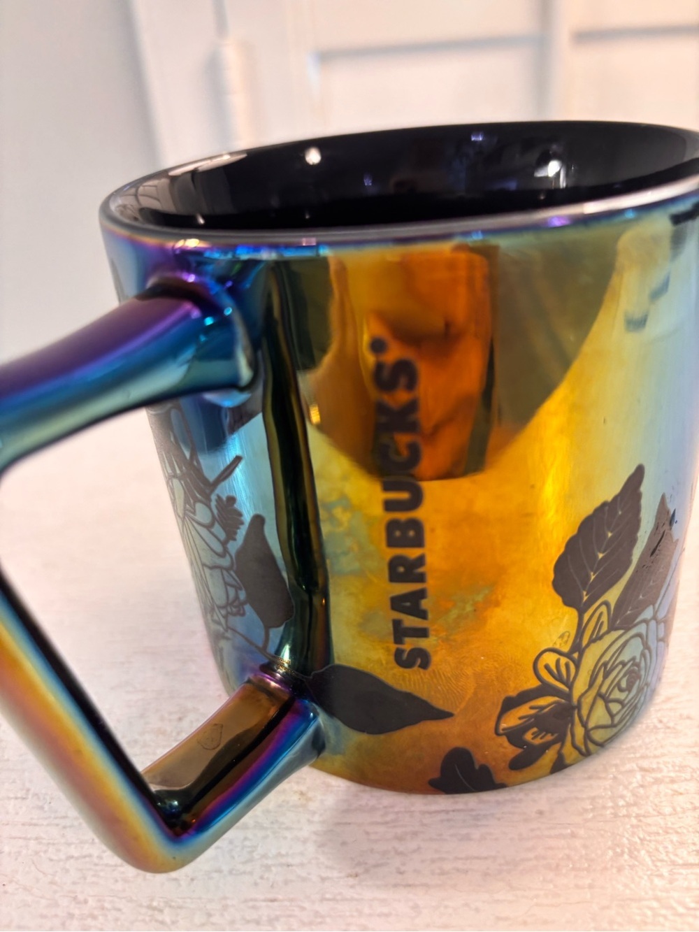 Starbucks 2020 Iridescent Autumn Rose Mirror Metallic Rainbow Oil Slick Mug 14oz